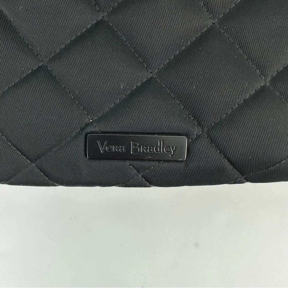 Vera Bradley Black Quilted Tote With Iconic RFID Wallet Floral Interior